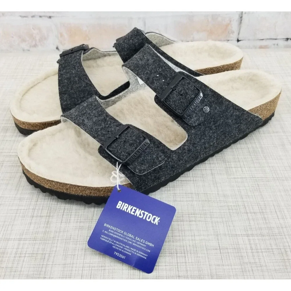 NWT Birkenstock Arizona Rivet Wool Felt Sandals Doubleface Gray Men's 13 EU 46